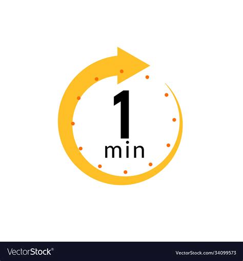 1 Minutes Clock Quick Number Icon 1min Time Vector Image