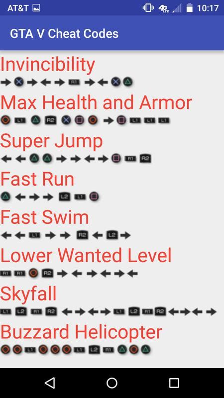 Get a 100% completion in gta v, then fly a helicopter to full altitude exactly above the following location at fort zancudo military base. All Cheat Codes for GTA V for Android - APK Download