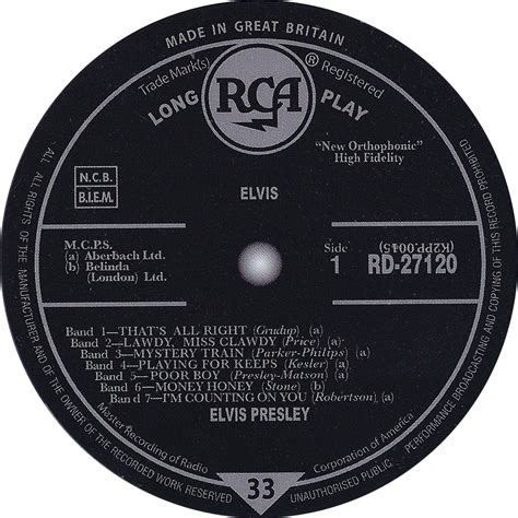 Elvis Presley 1959 Vinyl Record Label Sticker Rca