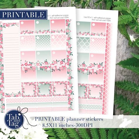 Monthly Planner Stickers Printable Kit Month Stickers Floral