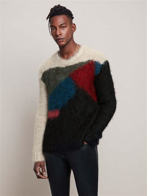 John Varvatos Sweaters Men Multicolor Mohair Sweater Black