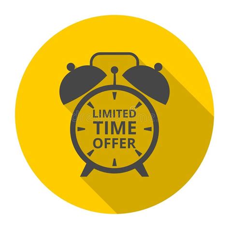 Limited Time Offer On Alarm Clock Icon With Long Shadow Stock Vector