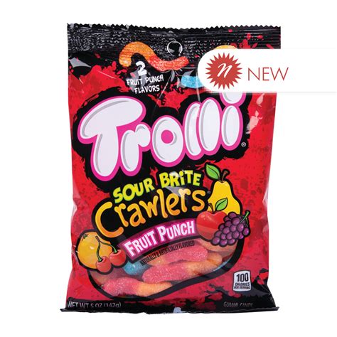 Trolli Sour Brite Crawlers Fruit Punch 5 Oz Peg Bag Nassau Candy