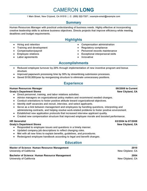 Your modern professional cv ready in 10 minutes‎. Best Human Resources Manager Resume Example | LiveCareer