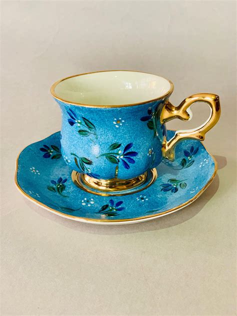 X Hand Painted Porcelain Turkish Coffee Cup And Saucer By