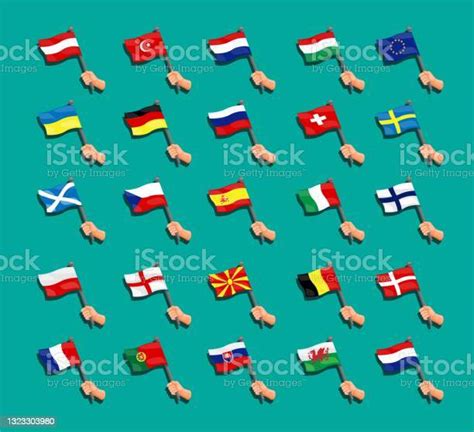 Euro Flag Collection Set European National Countries Flag Symbol With