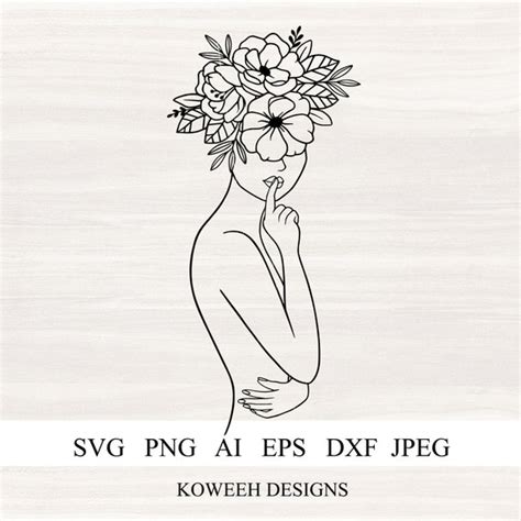 Floral Woman Svg Floral Body Svg Woman With Flowers Svg Etsy