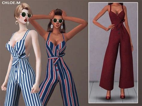 The Sims Resource Jumpsuit With Bowknot By Chloemmm Sims 4 Downloads
