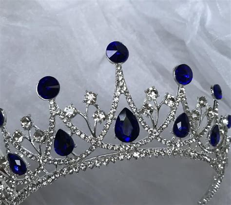 Blue Tiara With Earringssilver Tiararoyal Crownbridal Etsy In 2020