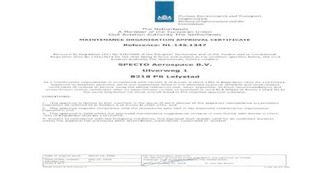 Easa Part 145 Approval Certificate And Approval Schedule · Easa Form