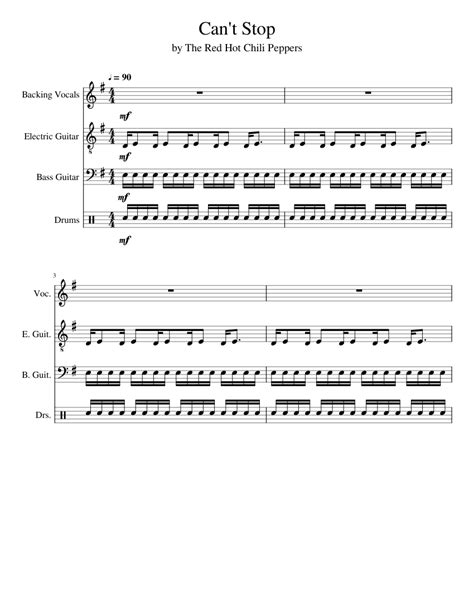Cant Stop Red Hot Chili Peppers Sheet Music For Voice Guitar Bass