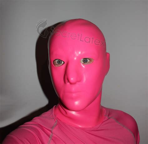 Latex Hot Pink Rubber Gummi Hood Long Neck Gimp Fetish Anatomical Male