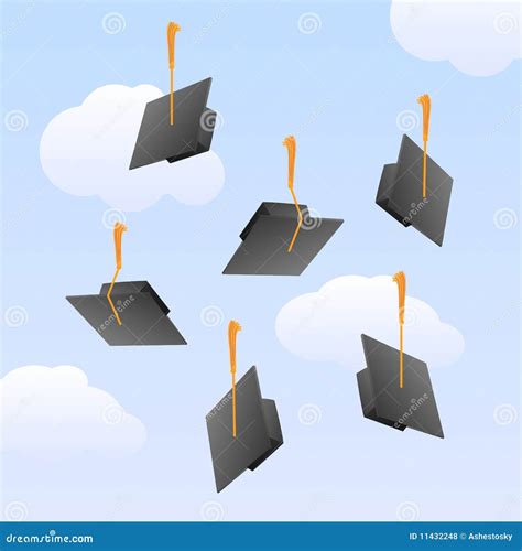 Graduation Caps In The Air Stock Vector Illustration Of Clip 11432248