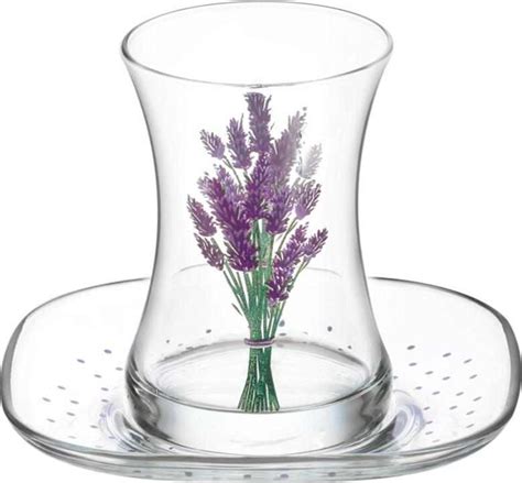 Lav Turkish Tea Glass Set Lavender 12pcs Online Turkish Shopping Center