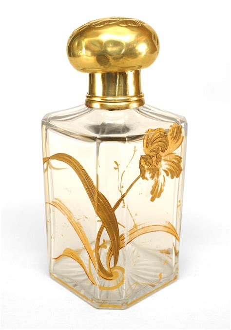 French Art Nouveau Gilt Crystal Perfume Bottle