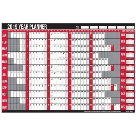 2019 year at a glance calendar poster. 2019 Large Yearly Wall Planner Calendar Pen Stickers ...