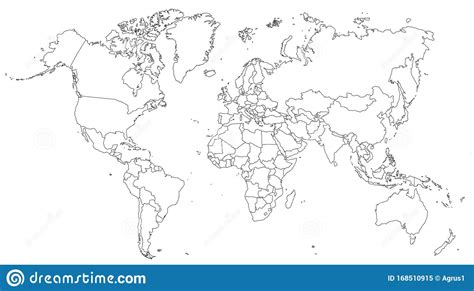 World Map Outline In Blue Cartoon Vector 43061443