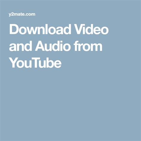 Download Video And Audio From Youtube Download Video