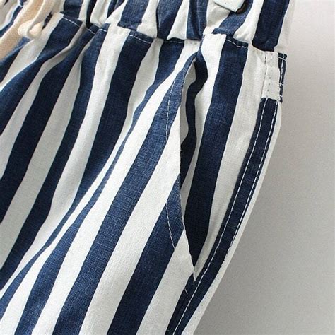 Blue Elastic Waist Vertical Stripe Pant Sheinsheinside