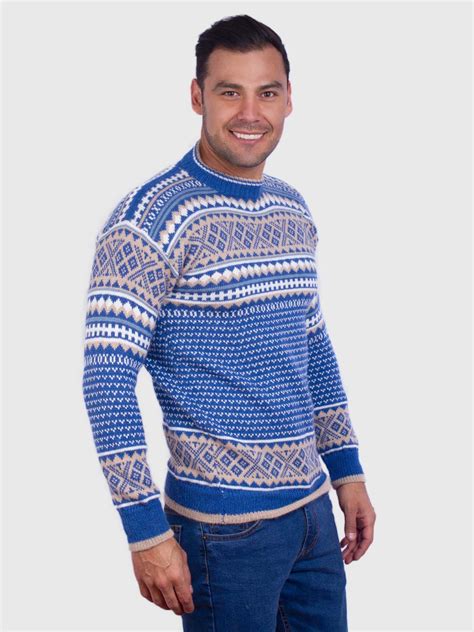 Soft Sky Blue Alpaca Sweater For Men Inti Alpaca Alpaca Clothing