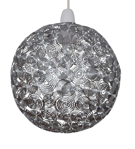 Modern Silver Chrome Swirl Design Ceiling Pendant Light Lamp Shade