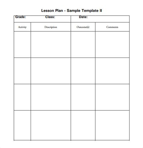 Free Printable Lesson Plan Template Elementary Teachers Printable