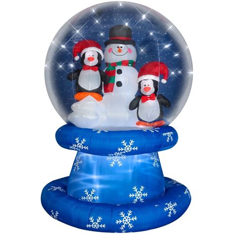 Home Accents Holiday Penguins Making Snowman Snow Globe Airblown
