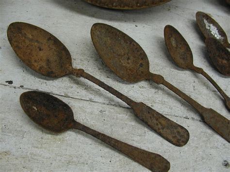Vintage Collection Weathered Flatware Spoons Rusty Bowls Shabby Kitchen