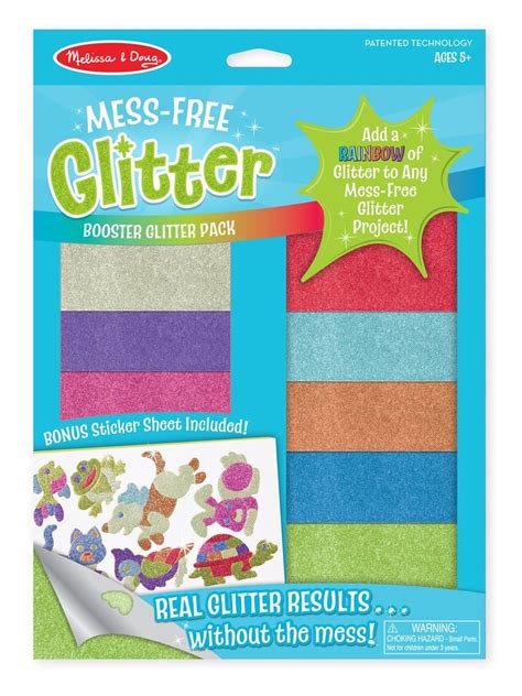 Melissa And Doug Mess Free Glitter Booster Sheet Pack 8 Glitter And 1
