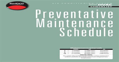 Checklist Preventative Maintenance Schedule · Preventative Maintenance