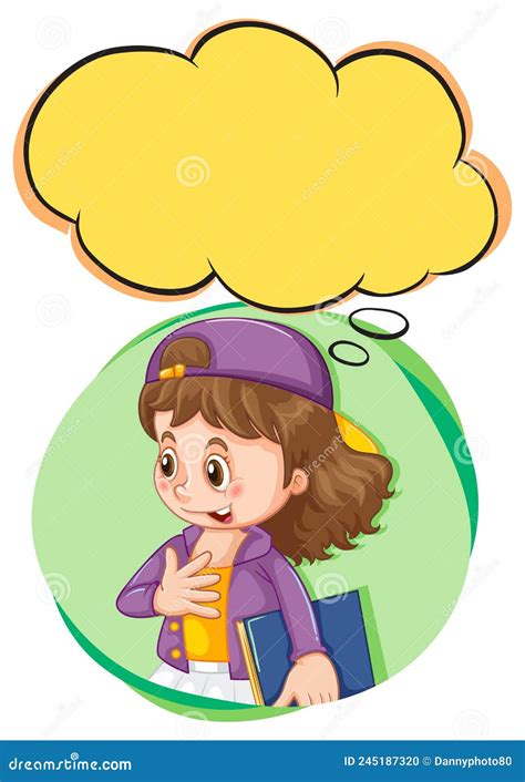 A Girl Thinking With Empty Callout Stock Vector Illustration Of