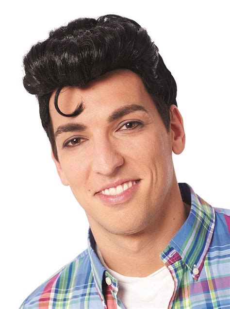 1950s 50 s adult mens doo wop greaser grease male costume wig black pompadour 91346210857 ebay