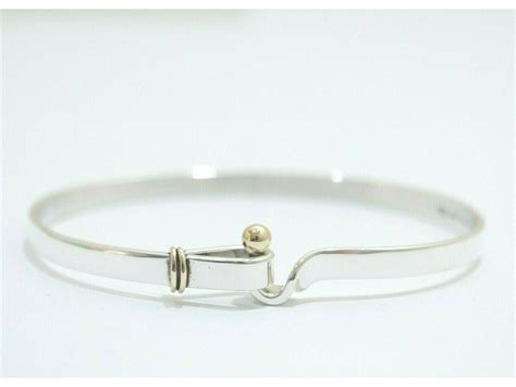 Tiffany Co Sterling Silver K Yellow Gold Hook Bracelet Lxgoods