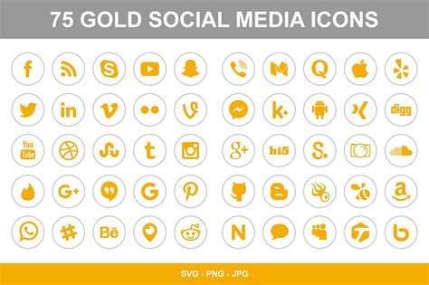 75 Gold Social Media Icons ~ Icons ~ Creative Market