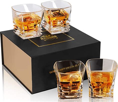 Kanars Whisky Glass No Lead Crystal Whiskey Tumbler Set Of 4 260 Ml Unique Elegant T Box