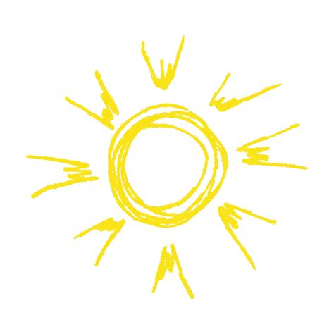 Bosquejo De Sol Dibujado A Mano De Tiza O Crayón Logo Icono Signo