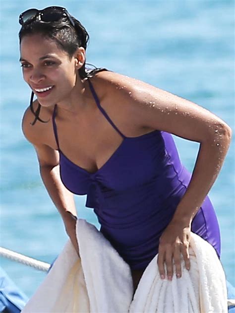 Rosario Dawson Blue Swimsuite Candids In Cannes Gotceleb