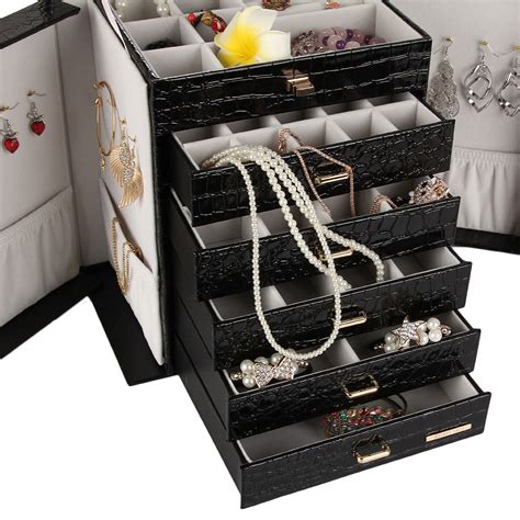 Large Jewelry Box Cabinet Armoire Ring Watch Trinket Organizer Chest