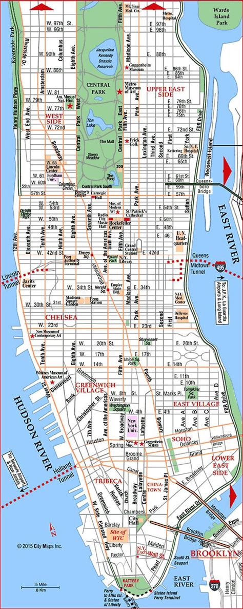 Road Map Of Manhattan Manhattan New York Manhattan New York Carte