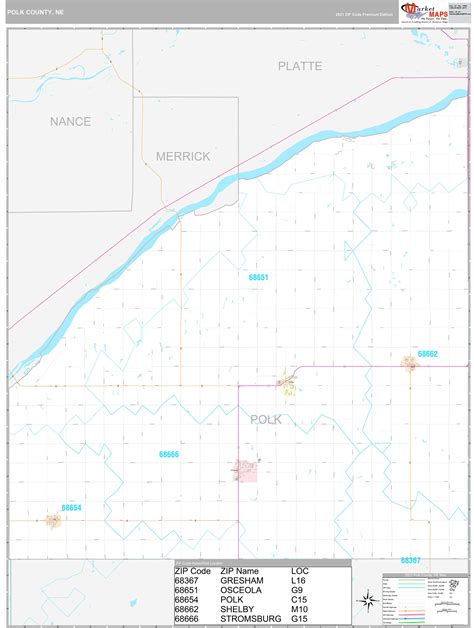 Polk County Ne Wall Map Premium Style By Marketmaps