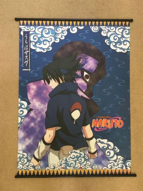 Naruto Uchiha Sasuke Shonen Jump Scroll Tapestry Poster 2002 Rare Large