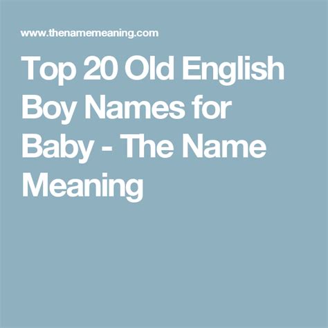 Top 20 Old English Boy Names For Baby The Name Meaning Old English