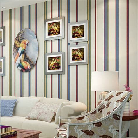 Beibehang Mediterranean Colorful Vertical Stripes Non Woven Wallpapers
