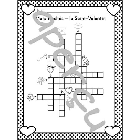 Saint Valentin Mots Cachés Fléchés Croisés