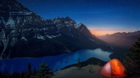 Peyto Lake At Night Banff National Park Wallpaper Backiee