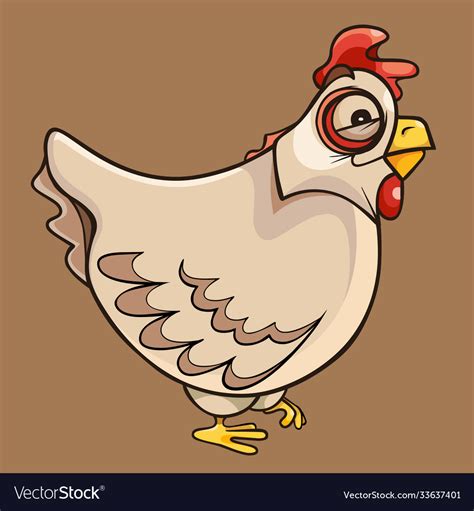 Cartoon Plump Light Colored Chicken With Big Eyes Vector Image