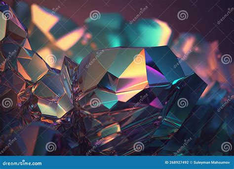 3d Abstract Crystal Background Iridescent Texture Faceted Gem