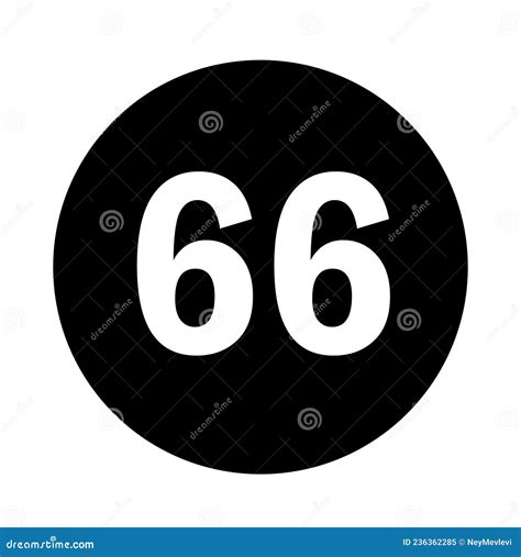 Number 66 Logo With Black Circle Background Stock Vector Illustration