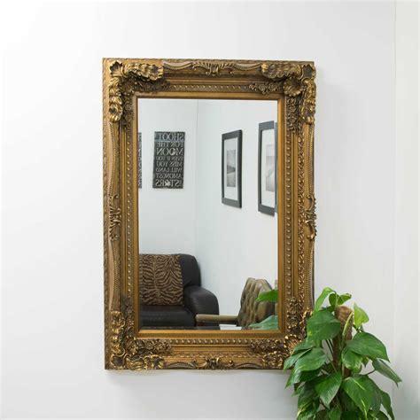 Large Vintage Style Abbey Gold Wall Rectangle Wood Mirror 4ft X 3ft