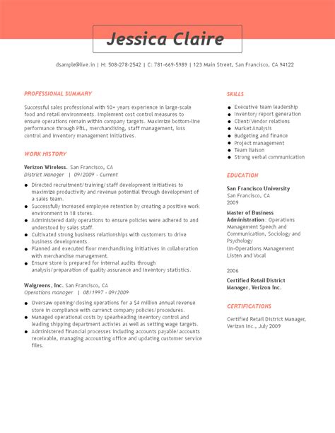 Job History Resume Template